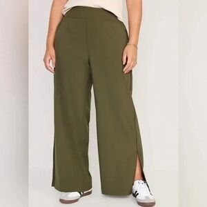 NWT Old Navy Womens Pants XL Green High-Rise Wide Leg StretchTech 36x29